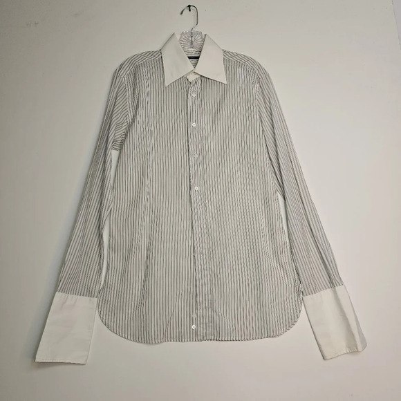 Gucci Striped Long Sleeve Dress Shirt Men Size 15.5 Eu 39 - Picture 2 of 11
